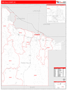 Twin Falls County, ID Digital Map Red Line Style